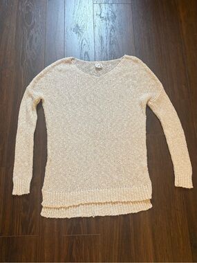 Expressions Cream Open-Knit Crew Neck Sweater